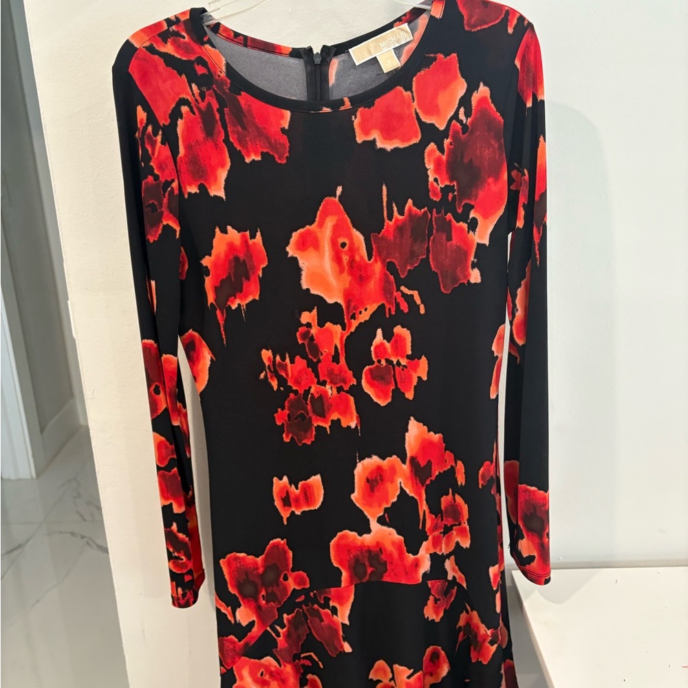 Michael kors S Elegant Floral Black and Red Dress